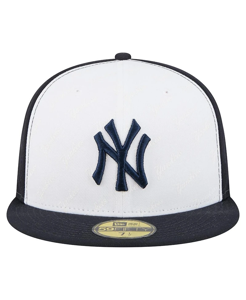 New Era Men's White/Navy York Yankees Repeat 59FIFTY Fitted Hat
