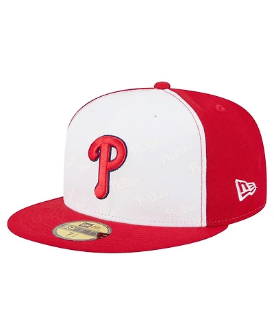 New Era Men's White/Red Philadelphia Phillies Repeat 59FIFTY Fitted Hat