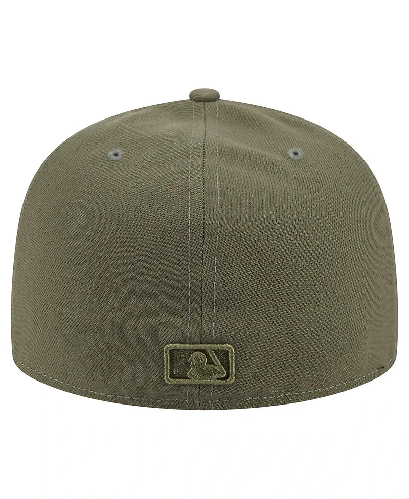 New Era Men's Olive Pittsburgh Pirates Color Pack A-Frame 59FIFTY Fitted Hat