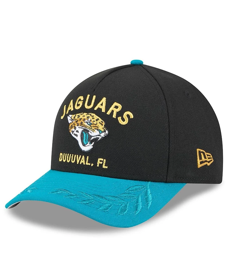 New Era Big Boys and Girls Black/Teal Jacksonville Jaguars 2025 Nfl Draft 9FORTY A-Frame M-Crown Adjustable Hat