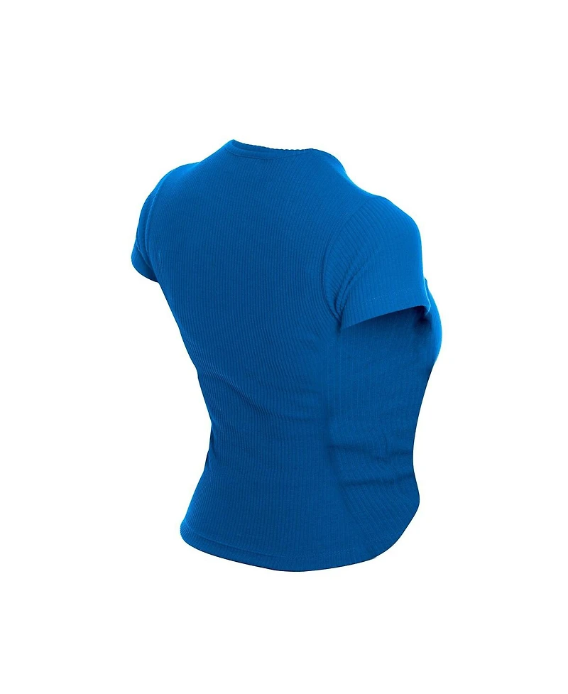 New Era Women's Blue Philadelphia 76ers Leisure Collection Baby Doll Cropped T-Shirt