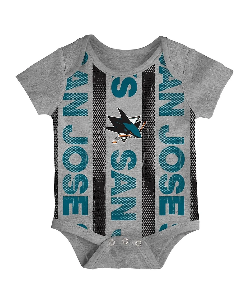 Outerstuff Newborn 3-Pack San Jose Sharks Loyal Buddies Bodysuit Set