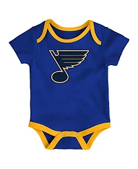 Outerstuff Newborn 3-Pack St. Louis Blues Loyal Buddies Bodysuit Set