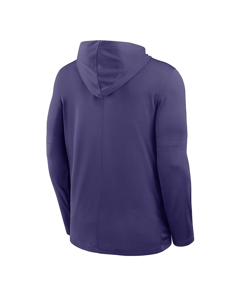 Nike Men's Purple Kansas State Wildcats 2025 Sideline Dri-fit Long Sleeve Hoodie T-Shirt