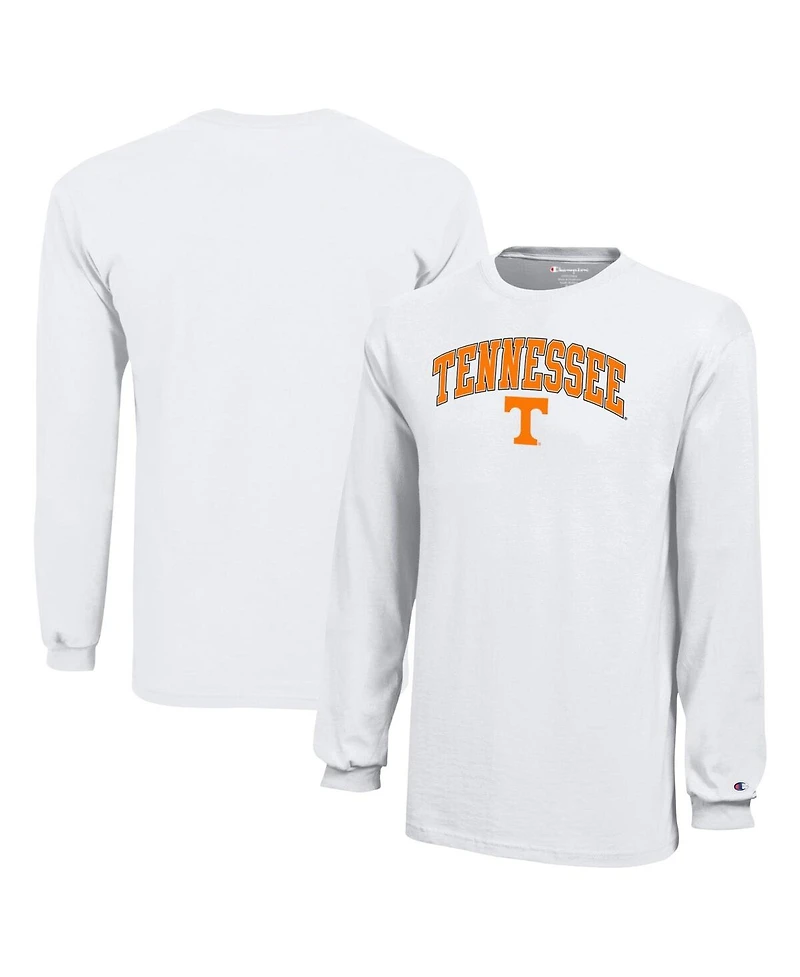 Champion Big Boys and Girls White Tennessee Volunteers Arch Over Logo Long Sleeve T-Shirt