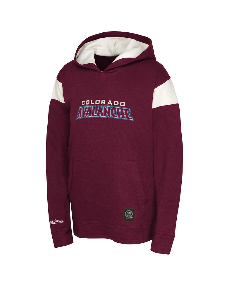 Mitchell & Ness Big Boys and Girls Burgundy Colorado Avalanche Thermal Lightweight Pullover Hoodie