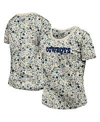 New Era Women's Cream Dallas Cowboys Glam Game Floral T-Shirt