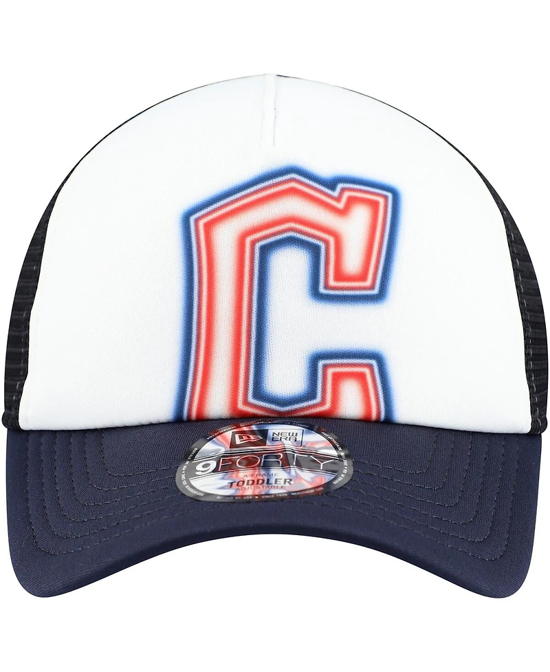 New Era Toddler White/Navy Cleveland Guardians Painted A-Frame 9FORTY Trucker Adjustable Hat
