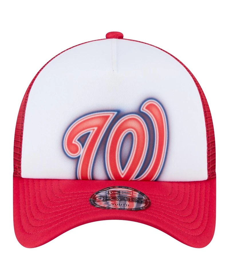 New Era Toddler White/Red Washington Nationals Painted A-Frame 9FORTY Trucker Adjustable Hat
