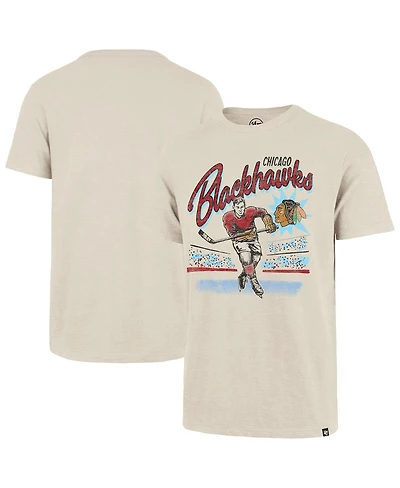 '47 Brand Men's Natural Chicago Blackhawks Hockey Player Golden Age Scrum T-Shirt