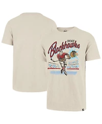 '47 Brand Men's Natural Chicago Blackhawks Hockey Player Golden Age Scrum T-Shirt