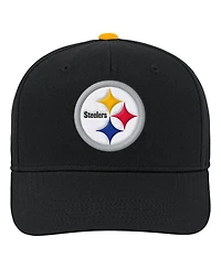 Outerstuff Big Boys and Girls Black Pittsburgh Steelers Team Pre-Curved Adjustable Hat