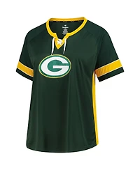 Fanatics Women's Jordan Love Green Bay Packers Plus Name Number Lace-Up T-Shirt