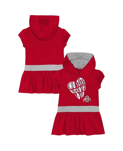 Outerstuff Girls Toddler Scarlet Ohio State Buckeyes Team Love French Terry Hoodie Dress