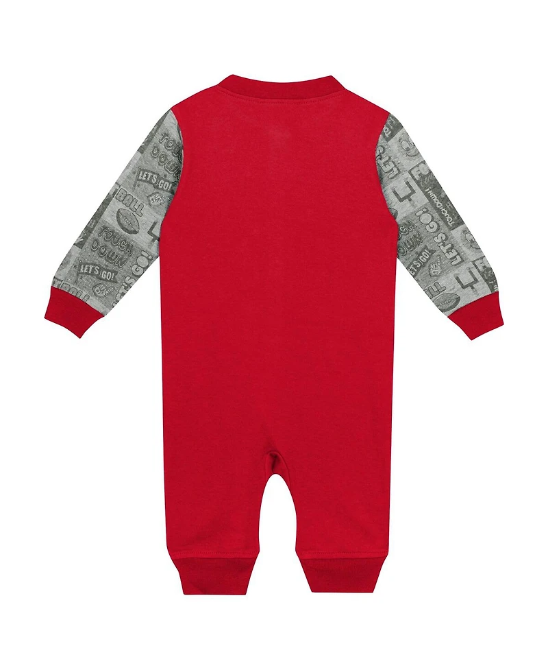 Outerstuff Baby Boys and Girls Red Wisconsin Badgers Playbook Color block Long Sleeve Coveralls