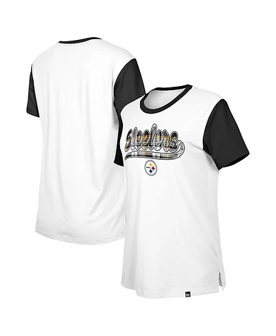 New Era Women's White/Black Pittsburgh Steelers 3rd Down T-Shirt