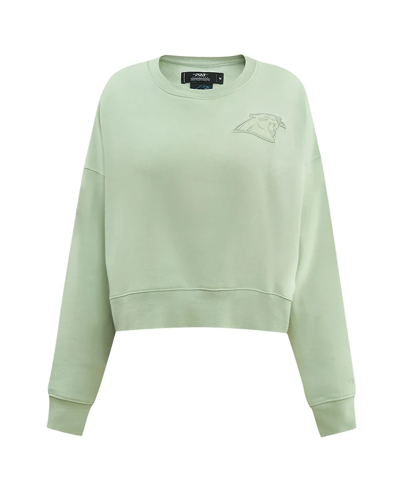 Pro Standard Women's Light Green Carolina Panthers Oversized Cropped Neutral Pullover Sweatshirt