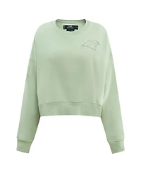 Pro Standard Women's Light Green Carolina Panthers Oversized Cropped Neutral Pullover Sweatshirt
