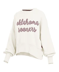 Pressbox Women's Cream Oklahoma Sooners Chelsea Oversized Pullover Sweatshirt