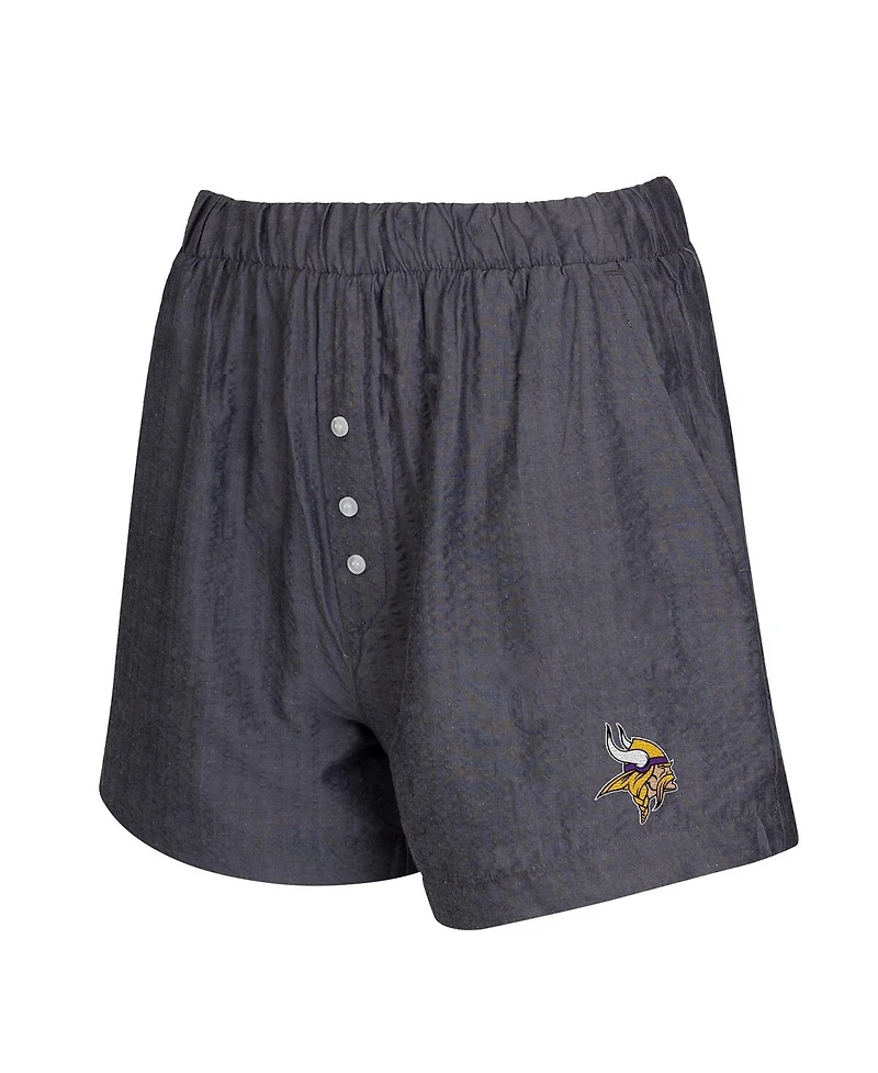 Concepts Sport Women's 2-Pack Black Minnesota Vikings Stripes and Solids Boxer Shorts Set
