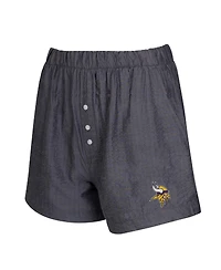 Concepts Sport Women's 2-Pack Black Minnesota Vikings Stripes and Solids Boxer Shorts Set