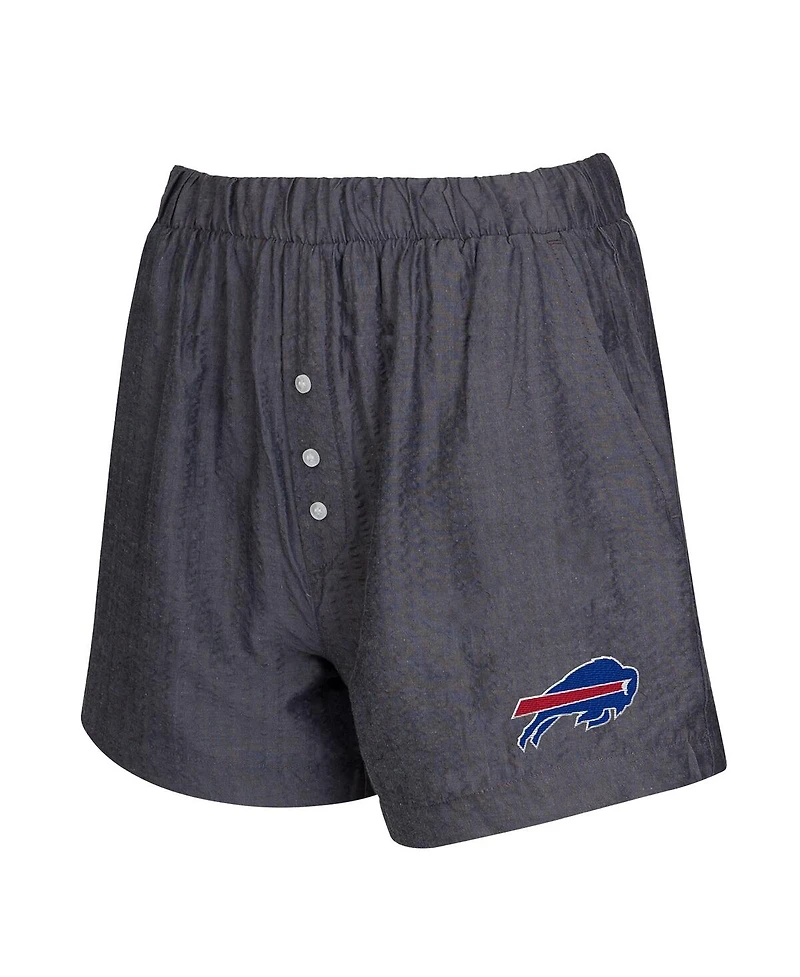 Concepts Sport Women's 2-Pack Black Buffalo Bills Stripes and Solids Boxer Shorts Set