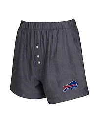 Concepts Sport Women's 2-Pack Black Buffalo Bills Stripes and Solids Boxer Shorts Set