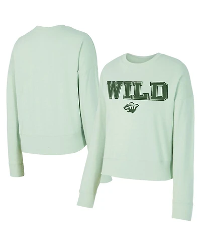 Concepts Sport Women's Light Green Minnesota Wild Tonal Pullover Tri-Blend Sweatshirt
