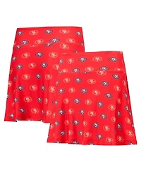 Concepts Sport Women's Scarlet San Francisco 49ers Record Allover Print Knit Sleep Skort