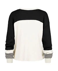 '47 Brand Women's Cream Carolina Panthers Double Header Curve Raglan Long Sleeve Crop Top