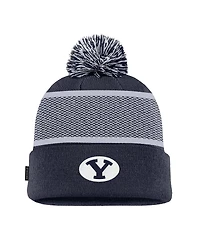 Nike Big Boys and Girls Navy Byu Cougars 2024 Sideline Peak Cuffed Knit with Pom Hat