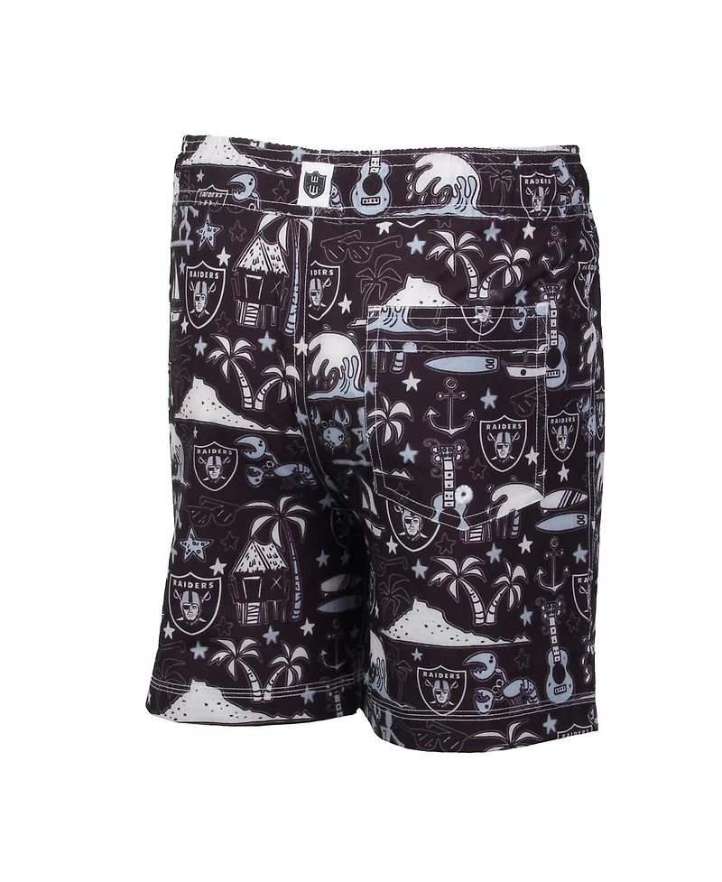 Wes & Willy Big Boys and Girls Black Las Vegas Raiders Luau Swim Trunks