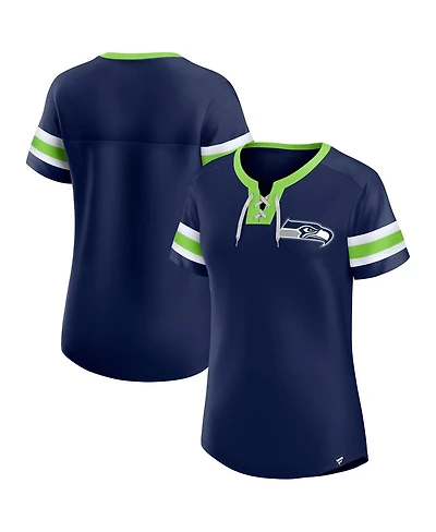Fanatics Women's College Navy Seattle Seahawks Lace-Up Bling T-Shirt
