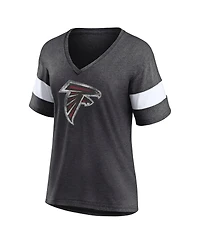 Fanatics Women's Heathered Charcoal/White Atlanta Falcons Distressed Team Tri-Blend V-Neck T-Shirt