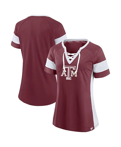 Fanatics Women's Maroon Texas A&M Aggies Unmasked Hero Block Party Athena Lace-Up Top