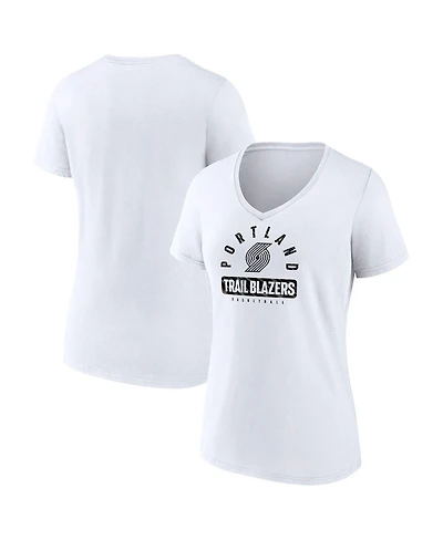 Fanatics Women's White Portland Trail Blazers Bench Warmer V-Neck T-Shirt