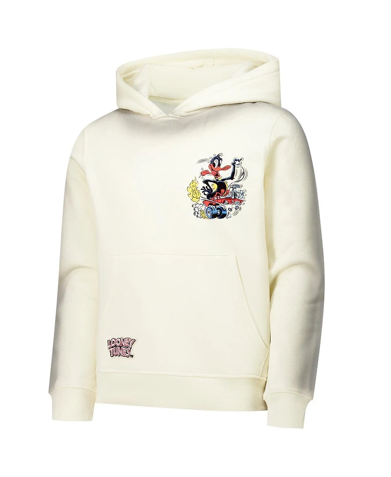 Freeze Max Big Boys and Girls Cream Looney Tunes Hot Rod Daffy Pullover Hoodie