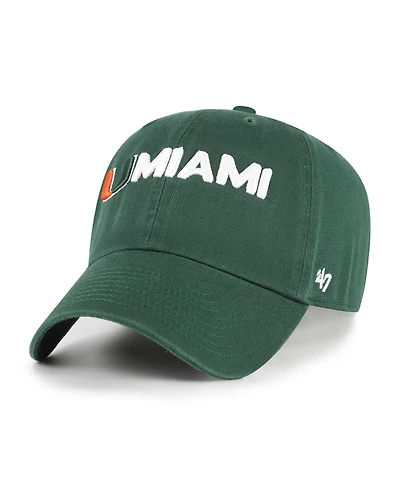 '47 Brand Men's Green Miami Hurricanes Clean Up Adjustable Hat