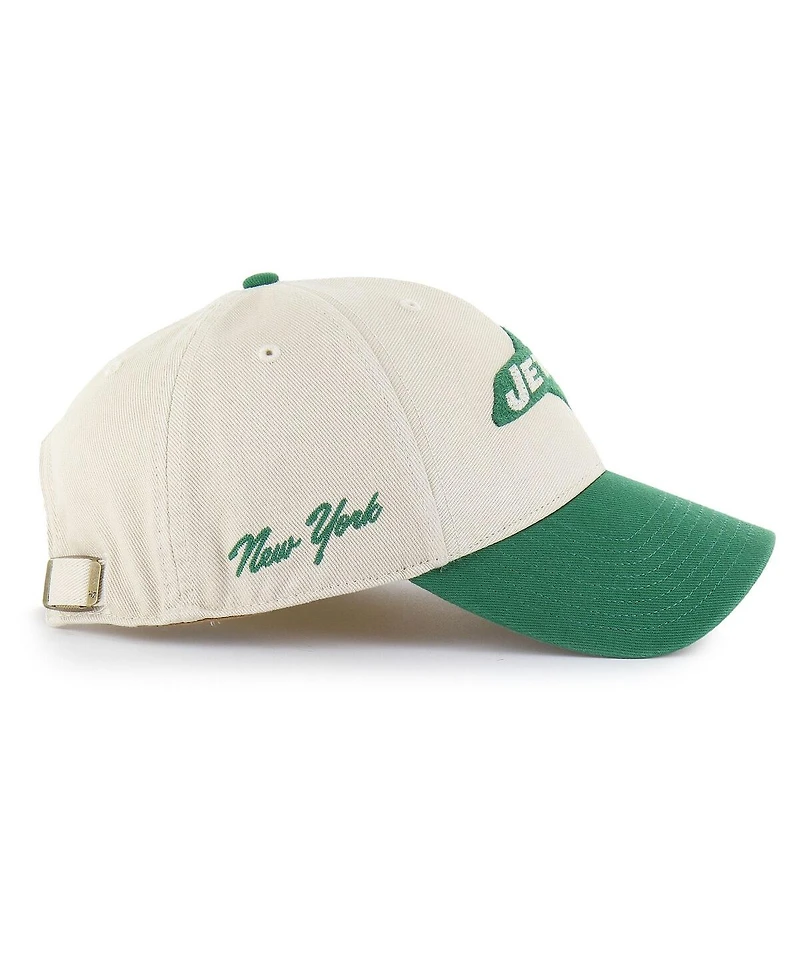 '47 Brand Men's Cream/Kelly Green New York Jets Fairfield Mvp Throwback Adjustable Hat