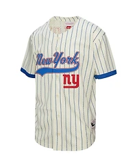 Mitchell & Ness Men's Lawrence Taylor Cream New York Giants Name Number Mesh Button-Up Baseball Jersey