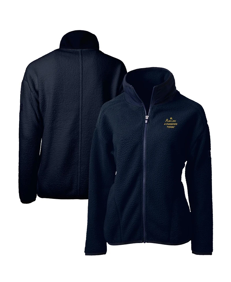 Cutter & Buck Women's Navy Notre Dame Fighting Irish Play Like A Champion Today Cascade Eco Sherpa Fleece Full-Zip Jacket