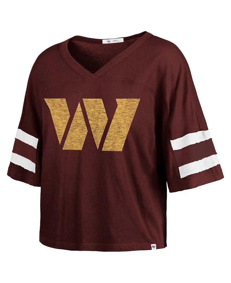 '47 Brand Women's Burgundy Washington Commanders Premier Scout Cropped V-Neck T-Shirt