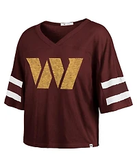 '47 Brand Women's Burgundy Washington Commanders Premier Scout Cropped V-Neck T-Shirt