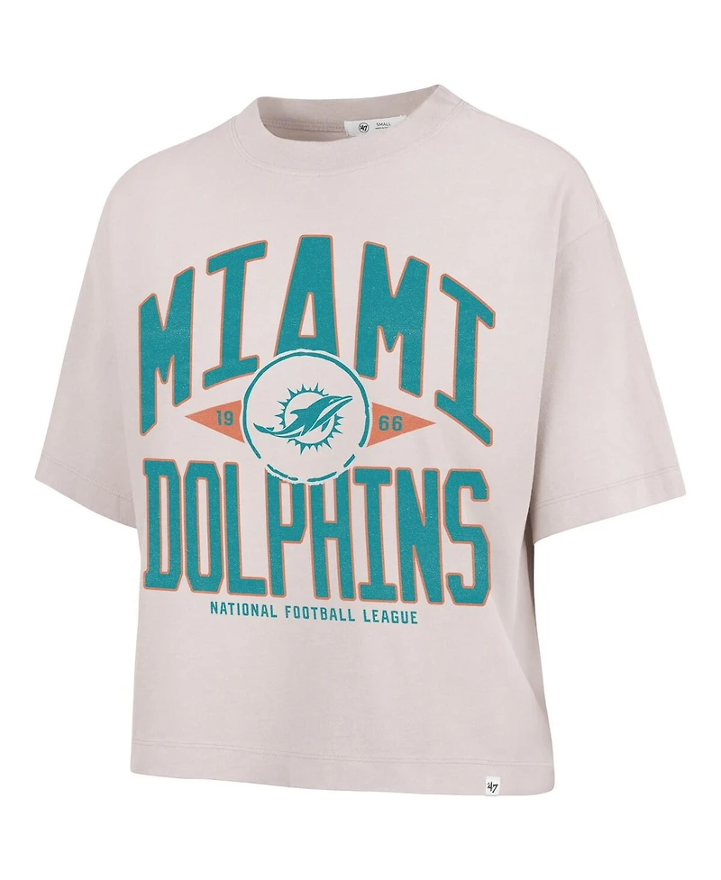 '47 Brand Women's Natural Miami Dolphins Cropped Windthrow Ravine T-Shirt