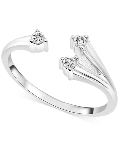 Diamond Three Stone Cuff Ring (1/10 ct. t.w.) 10k Gold, Created for Macy's