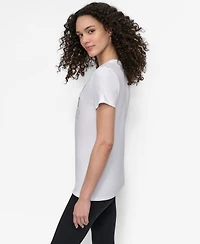 Dkny Women's Sport Glitter Logo Crew Neck T-shirt