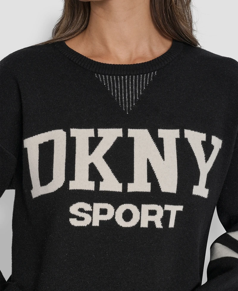 Dkny Women's Varsity Logo Crew Neck Sweater