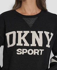 Dkny Women's Varsity Logo Crew Neck Sweater