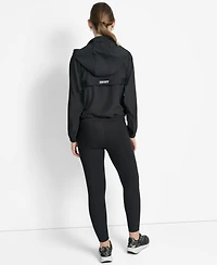 Dkny Women's Hooded Jacket with Logo Elastic Detail