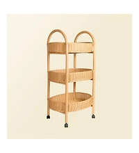 Momiji - Handcrafted Rattan Con Utility Cart Trolley - Wicker